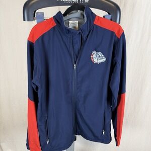Gonzaga Bulldogs Full Zip Fleece Jacket Medium Embroidered Navy‎ With Red EUC